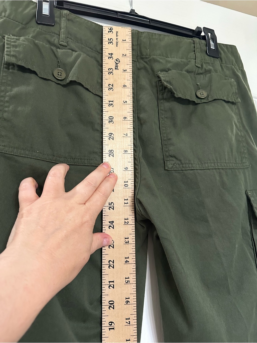 FRAME Olive Green Cargo Pants Sz 29 Cropped Straight Leg Military Utility Cotton - Picture 11 of 13